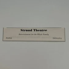 Strand Theatre Entertainment For The Whole Family 1950 Paoli Indiana Ad SAH1-H6