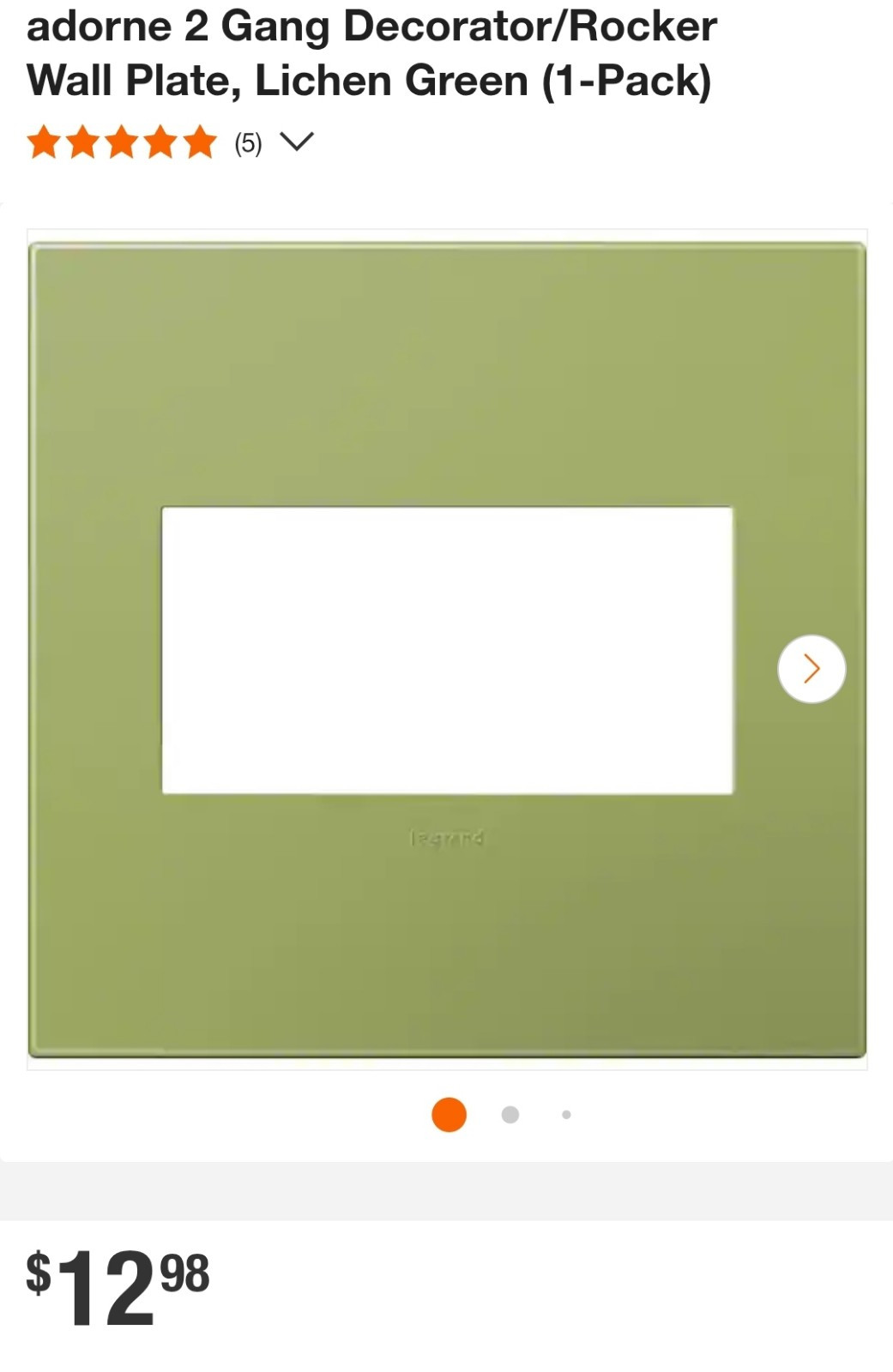 4 Pack Legrand Adorne Lichen Green 2-Gang Wall Plate New