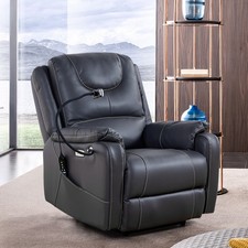 Power Zero Gravity Massage Recliner w/ Heat  Charging USB Ports, Side Pockets