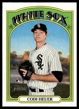 2021 TOPPS HERITAGE BASEBALL CARD CODI HEUER #555 RC CHICAGO WHITE SOX 7163