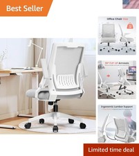 Ergonomic Mesh Office Chair with Flip-Up Armrests Lumbar Support - Moon Gray