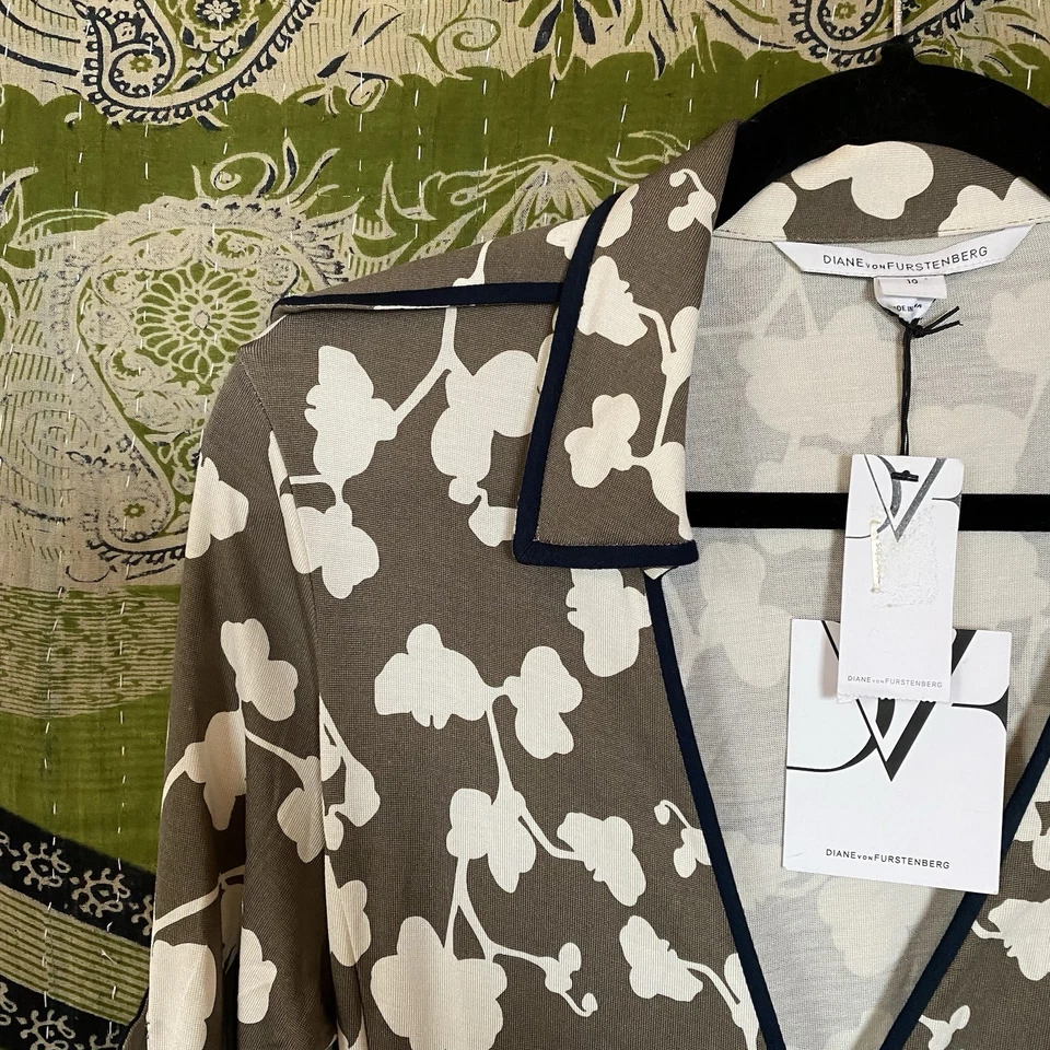 Новый с Ярлыками Diane фон Furstenberg вера камуфляж/темно-синий печать шелк Джерси надежном платье размер 10 - Изображение 4 из 4