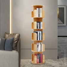 5 Tier Rotating Bookshelf 360  Revolving Bookcase Corner Organizer Display Rack