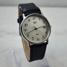 VINTAGE TIMEX QUARTZ Analog Men's Watch Date WR 30M ST STEEL Back 