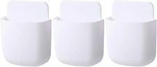 3 Pcs Remote Control Holder Wall Mount Self Adhesive Case White