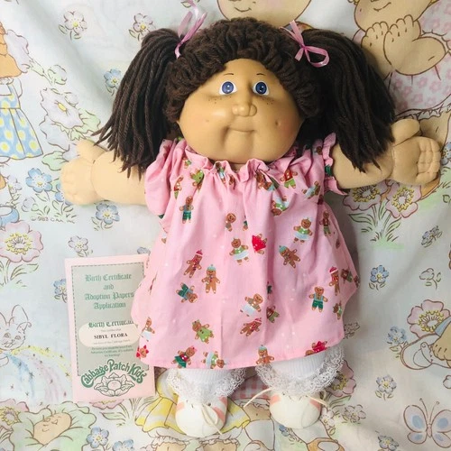 VTG Cabbage Patch doll HM #52 KT Factory Girl w/ Freckles Violet eyes & Papers