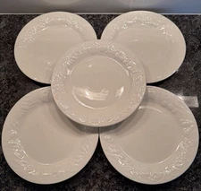 Vintage 5 Fruit de Blanc White 7 5/8" Salad Plates-Raised Fruit Rim