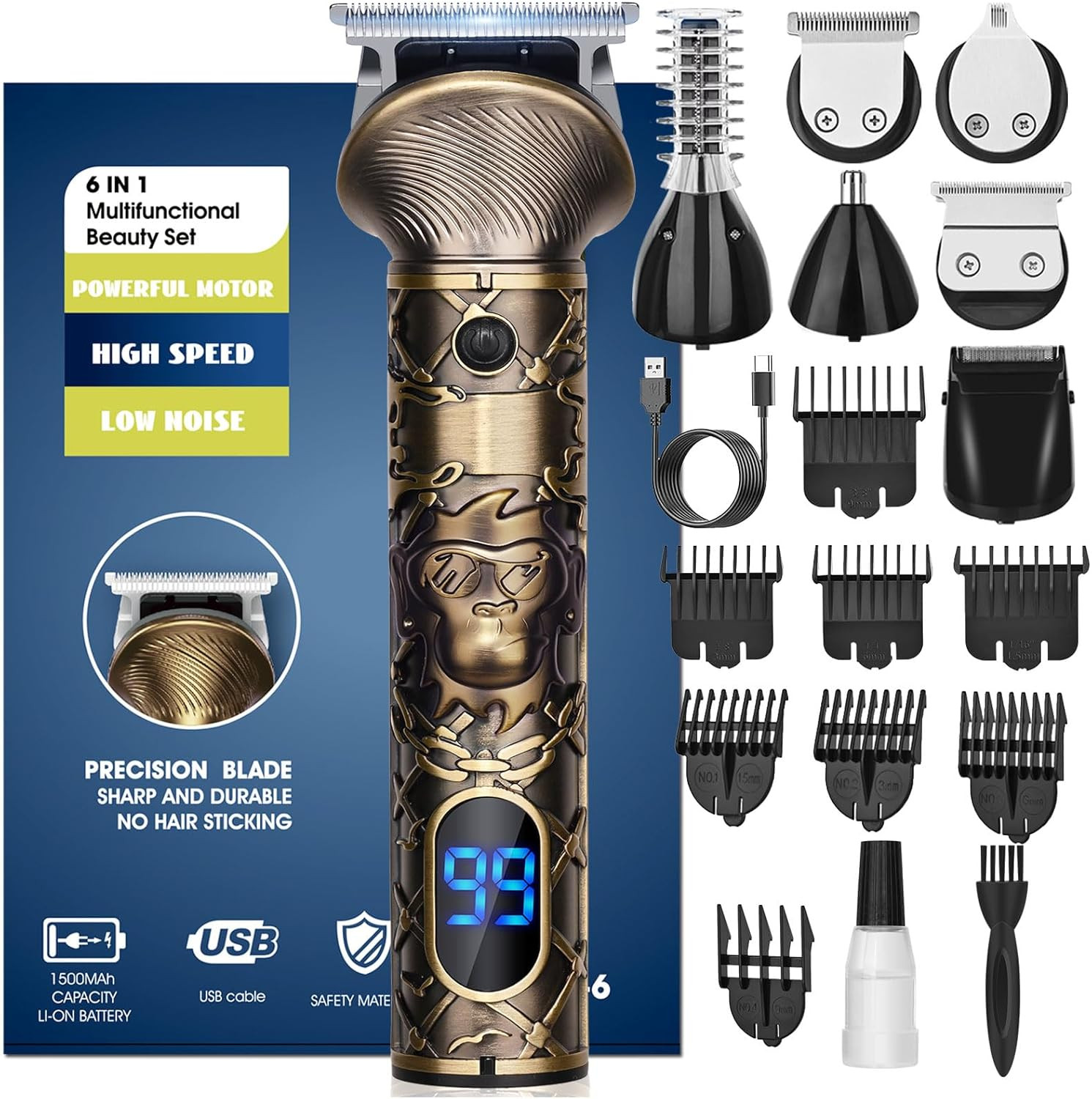 Tagliacapelli Professionale T-Blade: Rasoio 6 in 1 per Sfumature Zero