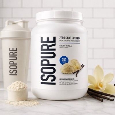 Isopure Zero Carb 100% Whey Isolate Protein Powder Creamy Vanilla 14 Servings