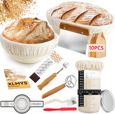 Sourdough Starter Kit - Banneton Proofing Basket 9 Inch round 10 Oval, Complet