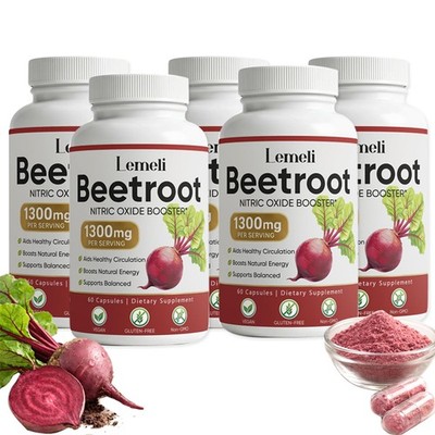 Lemeli Beetroot - 1300mg, Lemeli Beet Root Supplement 60 Capsules （1-5 pack）
