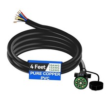 4 FT 7 Pin Trailer Plug Heavy Duty Trailer Wire Extension Pure Copper 7 7P-4 FT