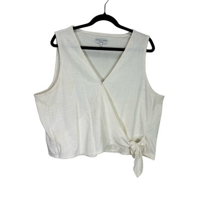 Madewell Texture & Thread Women s Wrap Tie Gauze Cream Tank Top size XL