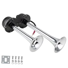 Train Horn Kit Universal Electric Car Horns Dual Trumpet Electric horn Silvery