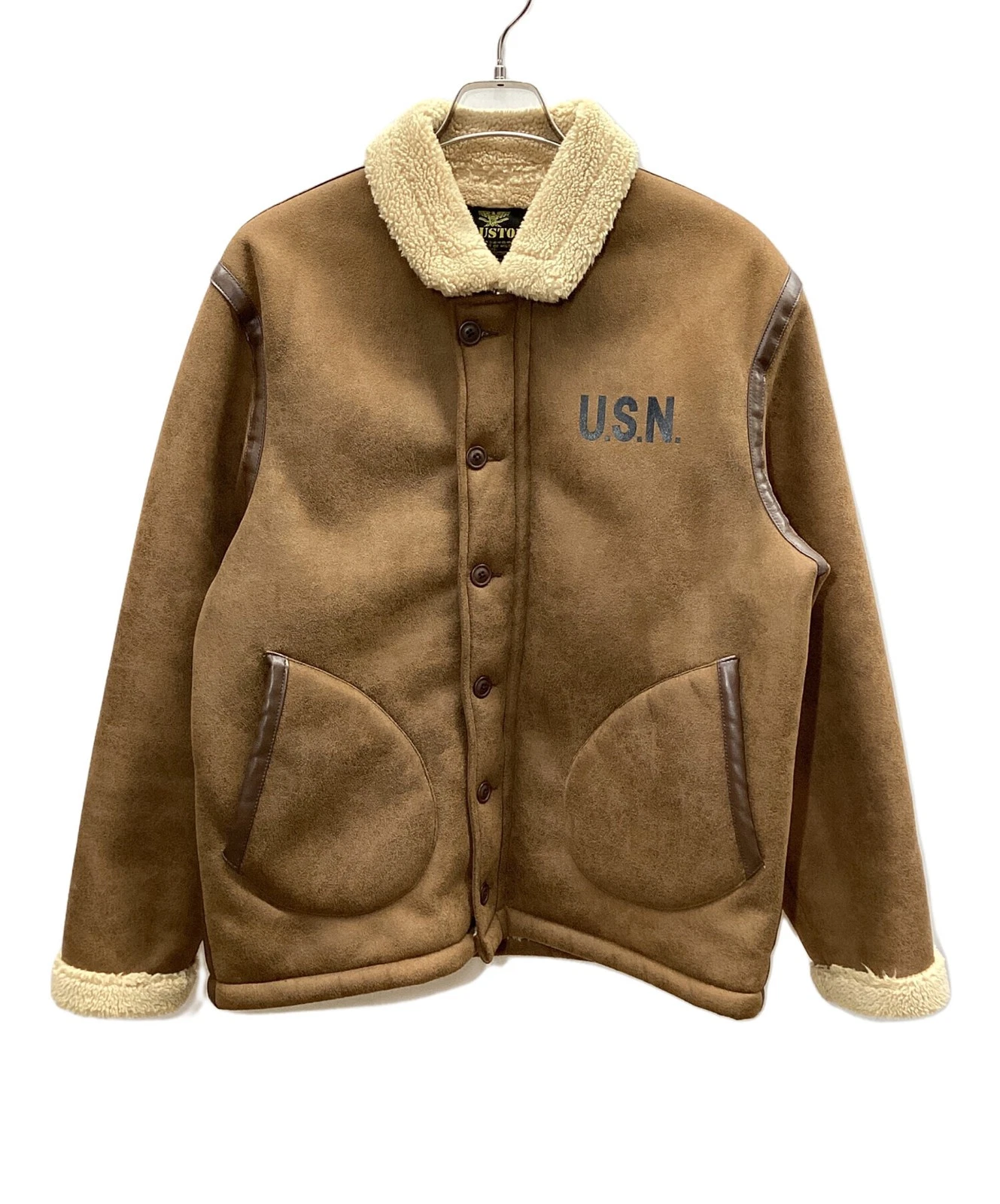 HOUSTON Leather Mouton Jacket Men's Size L Brown - product detail image 1