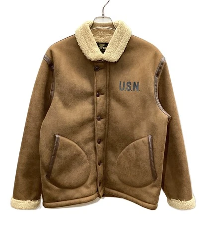 HOUSTON Leather Mouton Jacket Men's Size L Brown - product listing photo