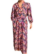 Vintage Lorraine Floral Nylon Robe Lingerie Med peignoir dressing gown