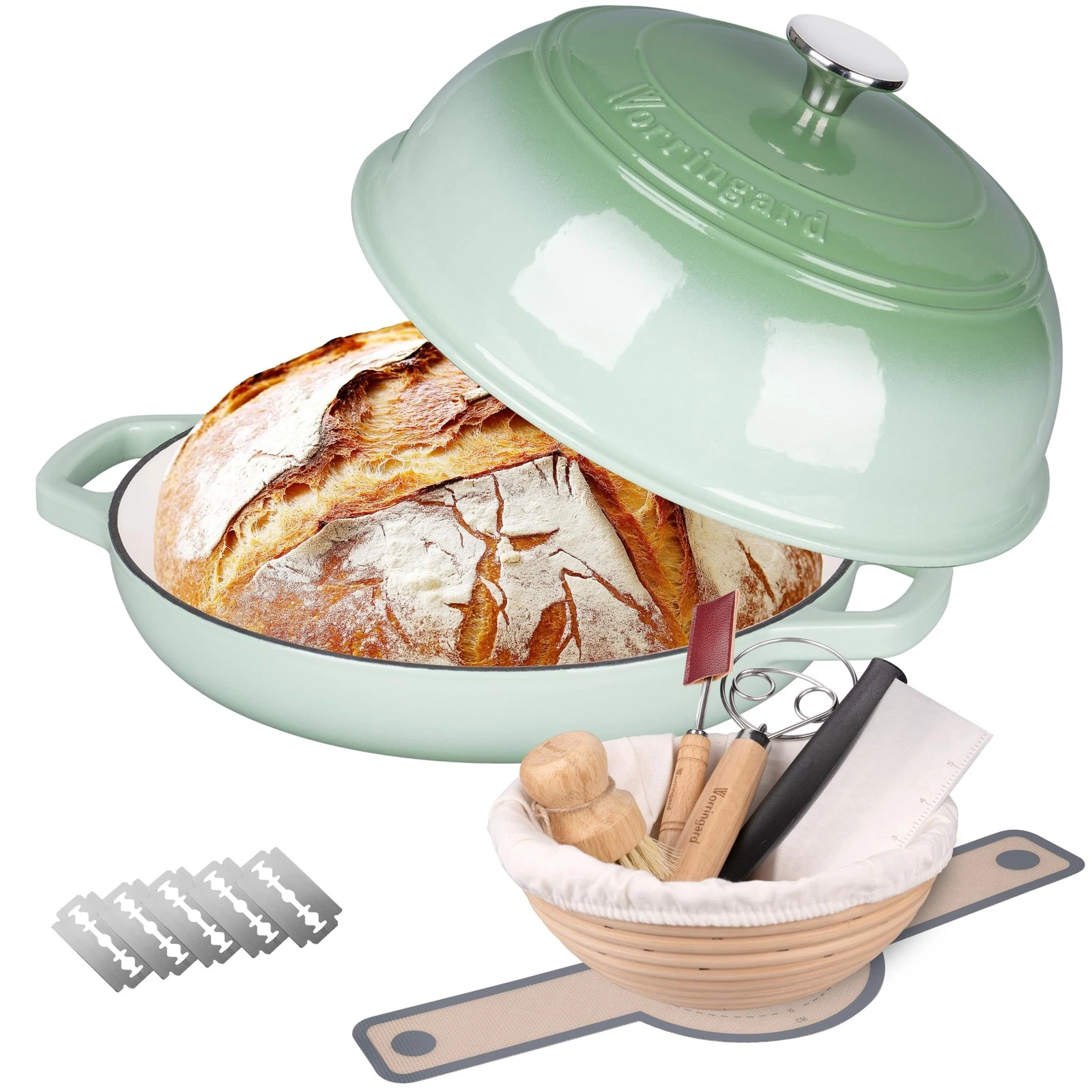 Enameled Cast Iron Dutch Oven Pot with Lid, Bread Oven for Sourdough Bread Ba...