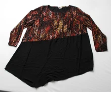 Avenue Women's Plus Long Sleeve Carla Print Top CA4 Spice Texture Size 20 NWT