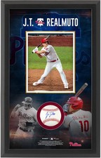 J.T. Realmuto Phillies FRMD Signd 25.5x16.25 Baseball Shadowbox Collage