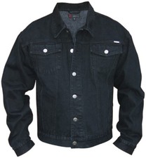 Duke Mens Black Denim Jacket Western Style Trucker Jean Jacket - S M L XL XXL