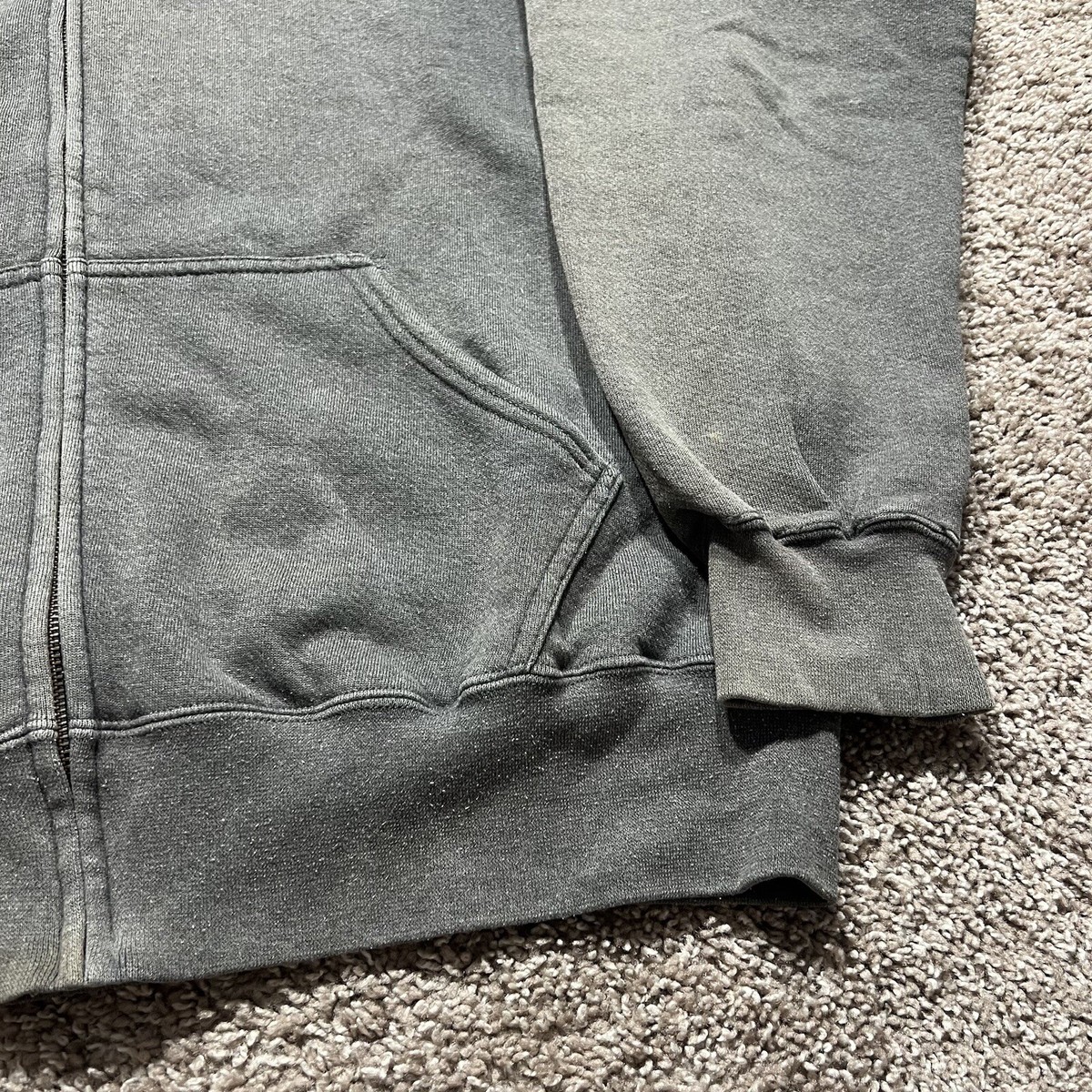Vintage Pro Spirit Full Zip Hoodie Mens XL Grey Black Faded