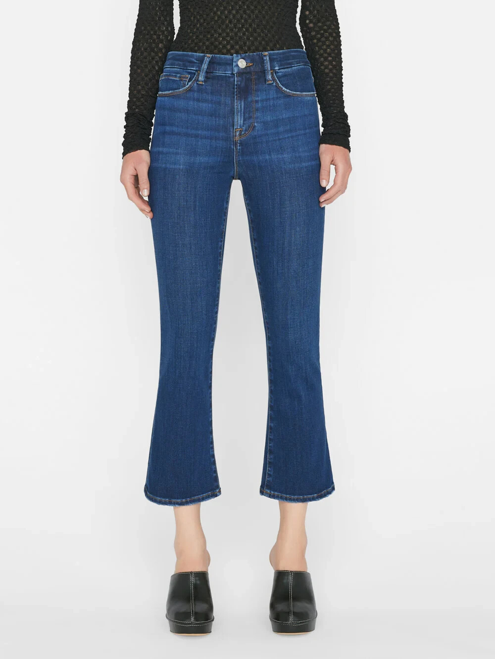 Frame Le Crop Mini Boot in Majesty Stretch Denim High Rise Womens Size 26 image 2