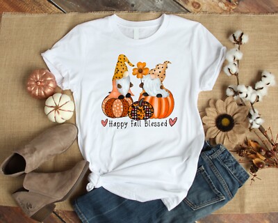 Happy Fall Blessed Gnome Pumpkin Fall Autumn Halloween Tshirt