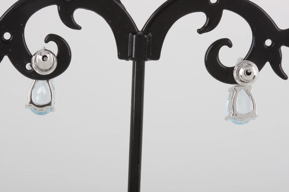 PENDIENTES DISFRAZ TOPACIO AZUL CHAPADO EN RODIO EN CAJA MODA 1572B Foto 3 de 3