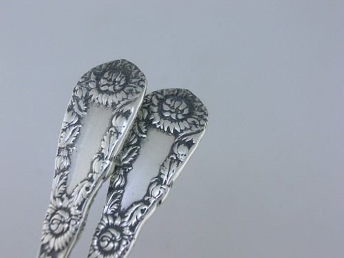 pr Sterling Silver DURGIN Master Salt Spoons CHRYSANTHEMUM 1893 ~no mono - Picture 5 of 7