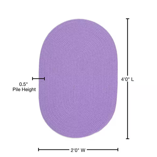 Rhody Rug Area Rug 2'x4' Oval Indoor Outdoor Braided Joy Braids Solid Violet - Picture 3 of 12