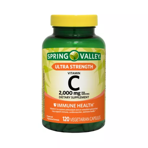  Ultra Strength Vitamin C Capsules Dietary Supplement, 2,000 mg, 120 Count