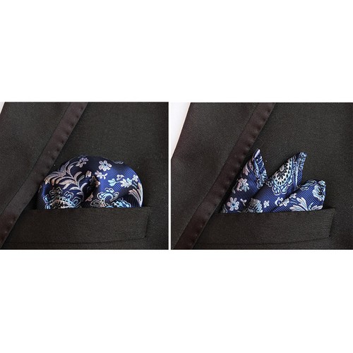 Fazzoletto jacquard uomo floreale paisley a pois business formale tasca quadrato - Foto 2 di 25