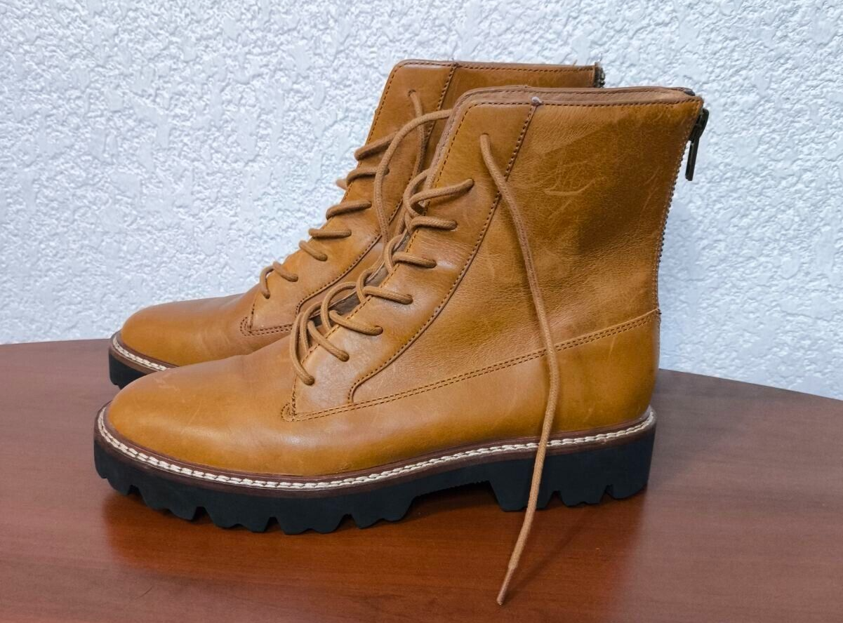 Madewell Leather Citywalk Lugsole Lace-Up Boots Size 6.5