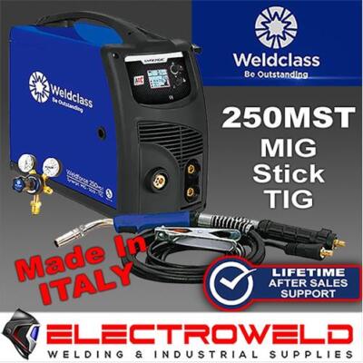 Weldclass ULTRA 250MST MIG/Stick/TIG Welder 250A, Made in Italy, 15A Plug