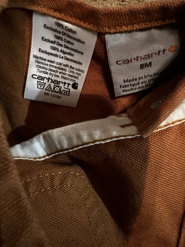 NWOT Carhartt Boys 9 Month Bib Overalls Tan RN 13706 - Picture 4 of 6