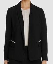 138 T Tahari Women's Black Piped Shawl-Collar Blazer Coat Jacket Size 6