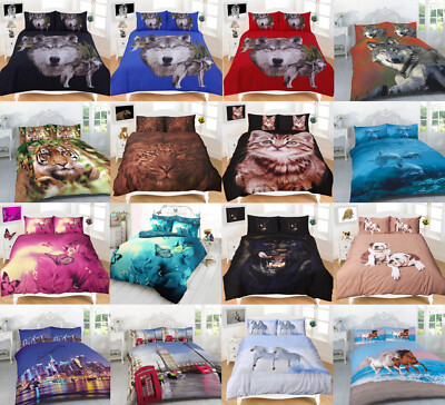 3D Tier Muster Bettbezug Polycotton Quilt Bettbezug Bettwäsche mit Kissenbezug
