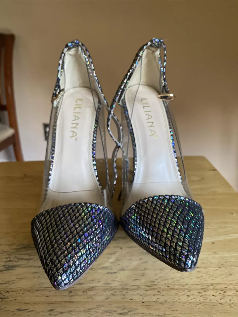 Liliana Iridescent High Heels Pumps Size 7 Close Triangle Pointed Toe