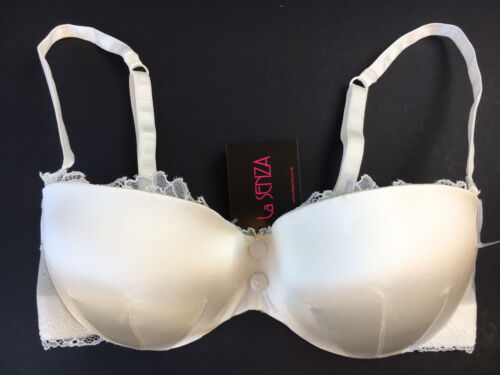 Soutien-gorge push-up rembourré sans bretelles en soie et dentelle 32E 34A & 34D - ivoire neuf avec étiquettes - Photo 1/6