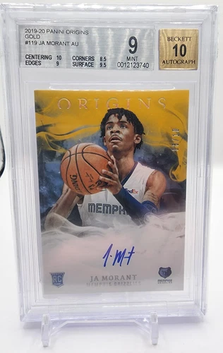Ja Morant 2019-20 Origins Rookie Autographs RC Auto GOLD /10 - BGS 9 Auto 10