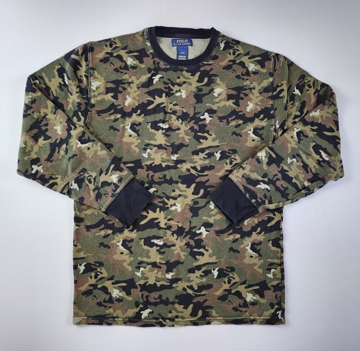 Polo Ralph Lauren Camicia Uomo Taglia Large Verde Mimetico Termico Mimetico Logo Pony