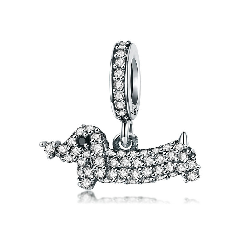 Dachshund Doxie Wiener Dog 925 Sterling Silver European Charm Bead