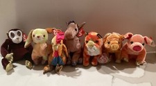 Ty ZODIAC Beanie Babies Lot of 7: MONKEY/RABBIT/ROOSTER/HORSE/TIGER/OX/PIG