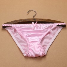 2 Pair Women 100 Silk Panties String Bikinis Bow Cute Underwear Knickers Bottoms