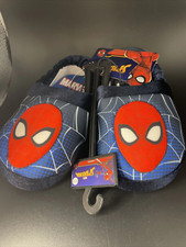 Spiderman Face Pose On Web Plush Foam Toddler Slippers No Slip Bottom SizeL 9/10