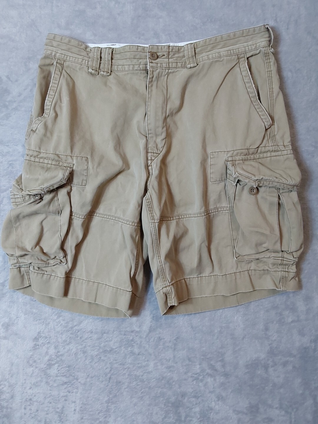 Polo Ralph Lauren Mens Classic Khaki Tan Cargo Shorts Classic Fit Cotton Size 36