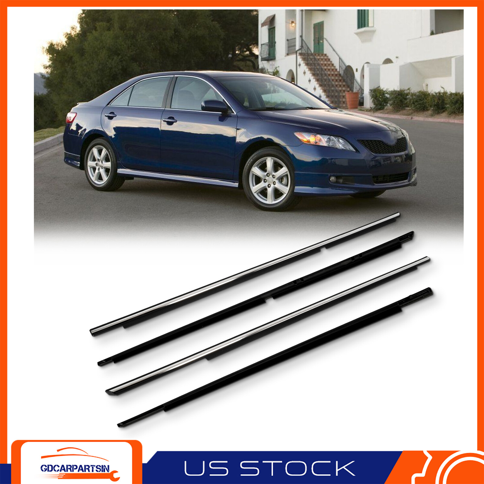2007-11 Toyota Camry Weatherproof Window Moulding Seal Strips – 4-Pack