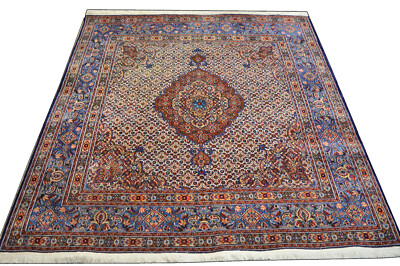 Moud mit Seide 198x195 Mud Silk Bidjar Carpet Rug handgeknüpft Orientteppich