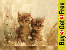 Playful Kitten Duo 5"x7" Print on Matte Paper | Adorable Animal Painting
